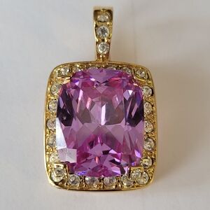 Nolan Miller Gold and Pink Gemstone Pendant-Vintage Rare